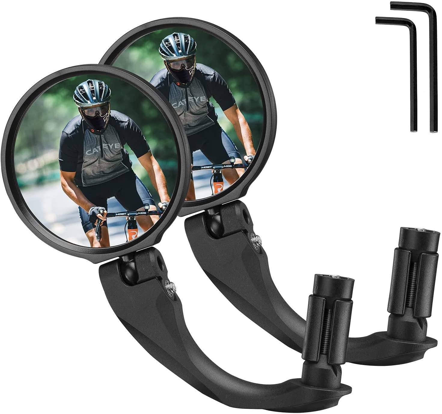 Зеркало велосипедное RockBros, акриловое, заднего вида, круглое 7,5 см, длина ручки 9 см, черный, FK-272 камера заднего вида interpower ip 920