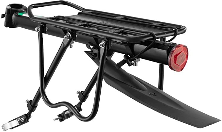 Багажник велосипедный Rockbros, алюминий, под ободные и дисковые тормоза, черный, HJ1008-1 багажник велосипедный для детских кресел 24 28 2 х стоечный сборный 5 440157
