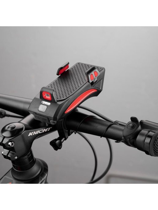 Фонарь велосипедный RockBros, + держатель+ клаксон (4000 mah), черный, P1-1 фонарь велосипедный stg b752 передний 550lm 4000mah с держателем телефона х103264