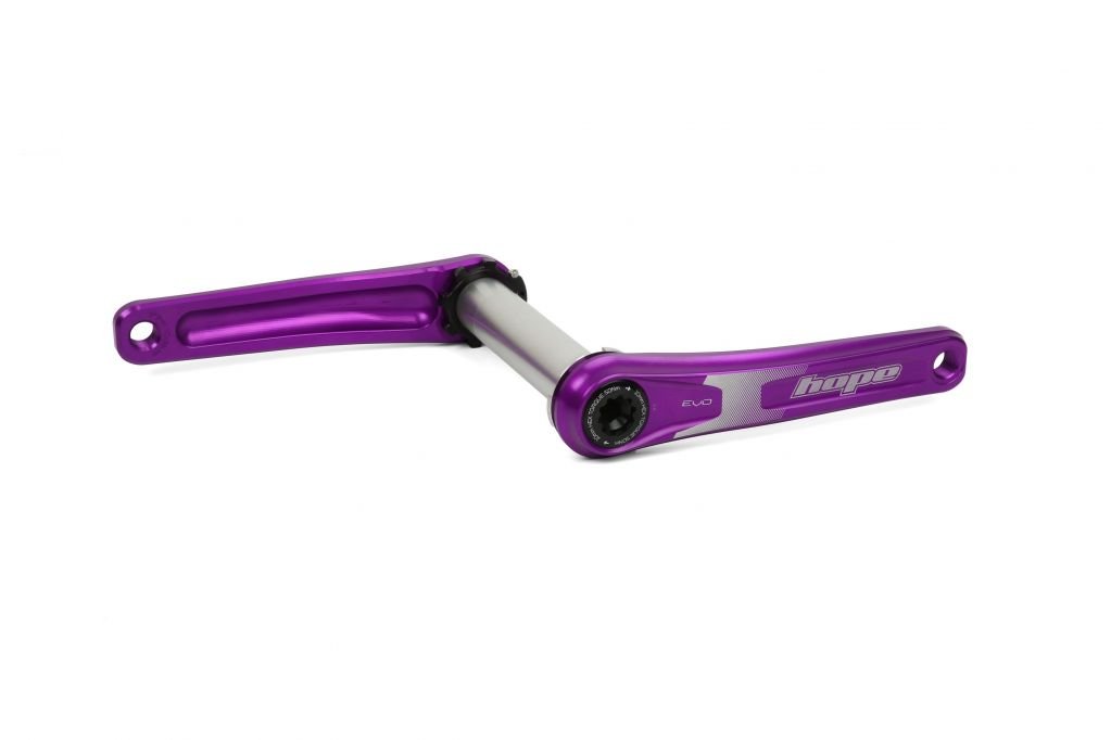Шатуны и запчасти к ним  ВашВелосипед Шатуны HOPE EVO Crankset FAT, каретка 100 мм, без паука, вал 30 мм, шатуны 175 мм, фиолетовый, HCEN10075PU