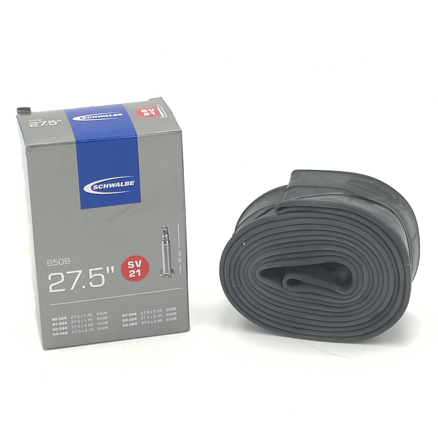 

Велокамера Schwalbe SV21, 27.5"х1.50-2.40, 40/62-584, Presta 40mm, 10400153