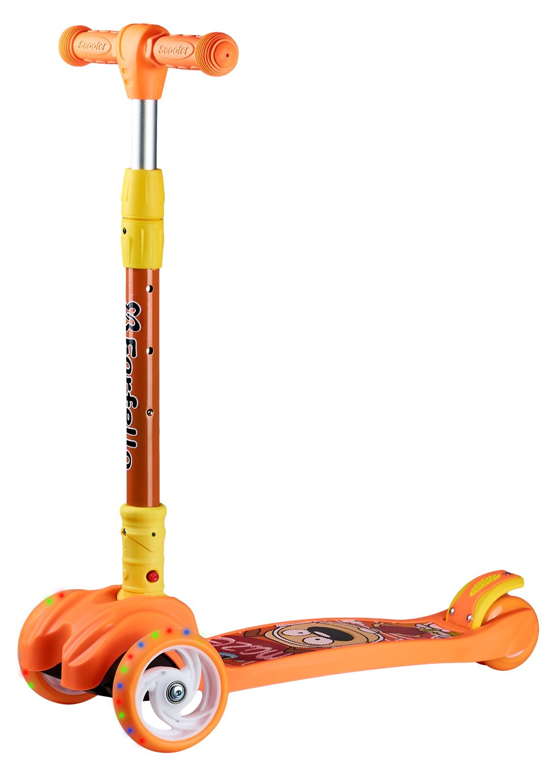Самокат Farfello Maxi-897, детский, трёхколёсный, нагрузка до 50 кг, светящиеся колёса, orange/оранжевый самокат ridex rank 2 х колесный складной 200 мм ручной тормоз оранжевый