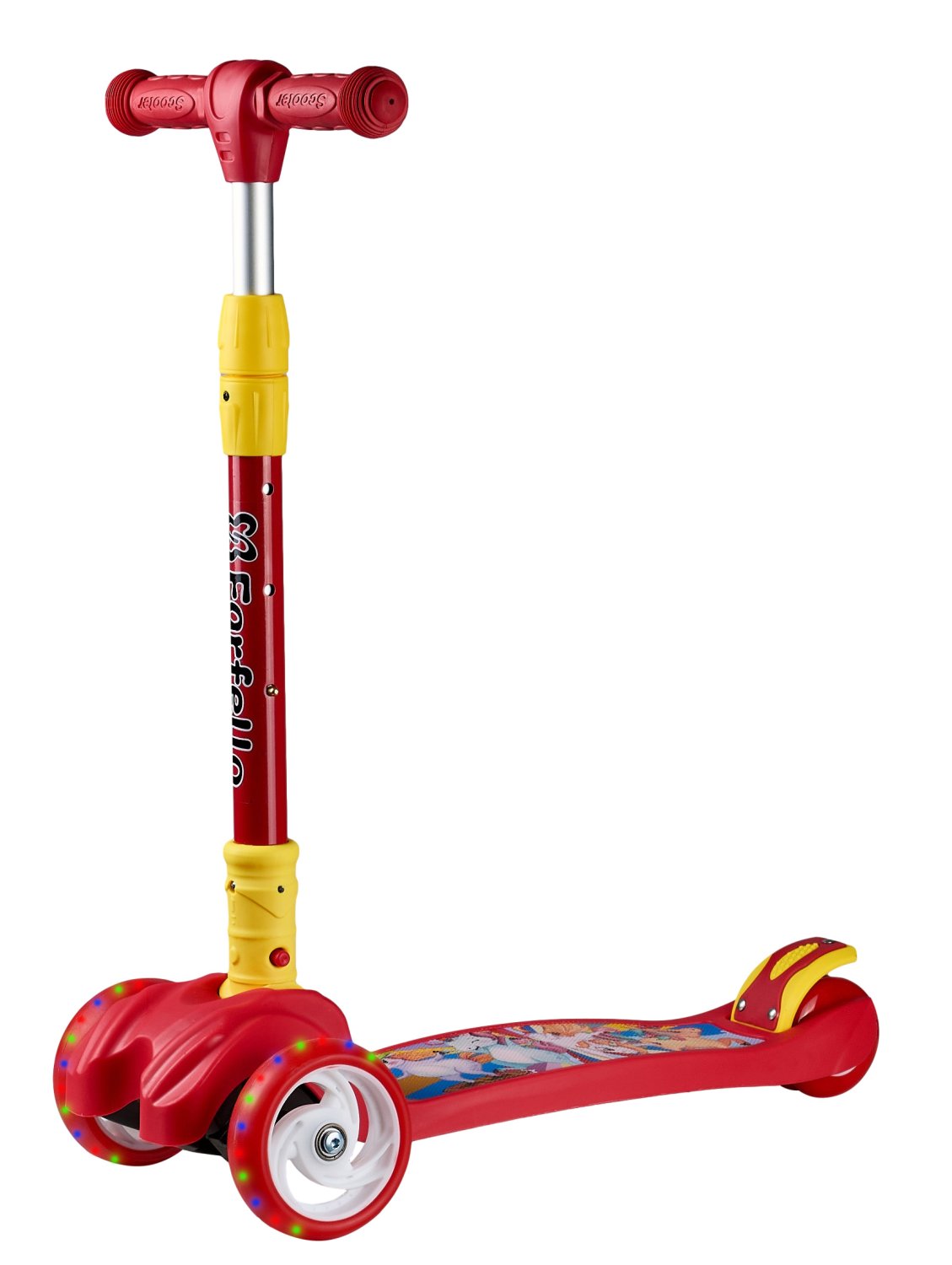 Самокат Farfello Maxi-897, детский, трёхколёсный, нагрузка до 50 кг, светящиеся колёса, red/красный колёса истины