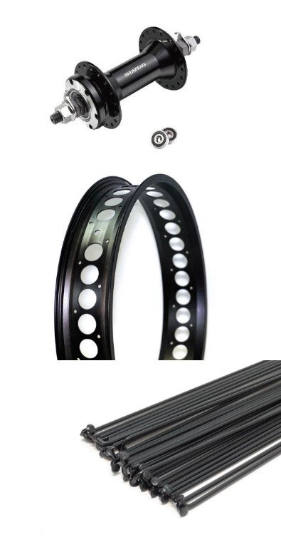 

Колесо велосипедное TRIX, 26", переднее, Fat Bike, алюминий, под дисковый тормоз, чёрный, N2 (26) black, 11477