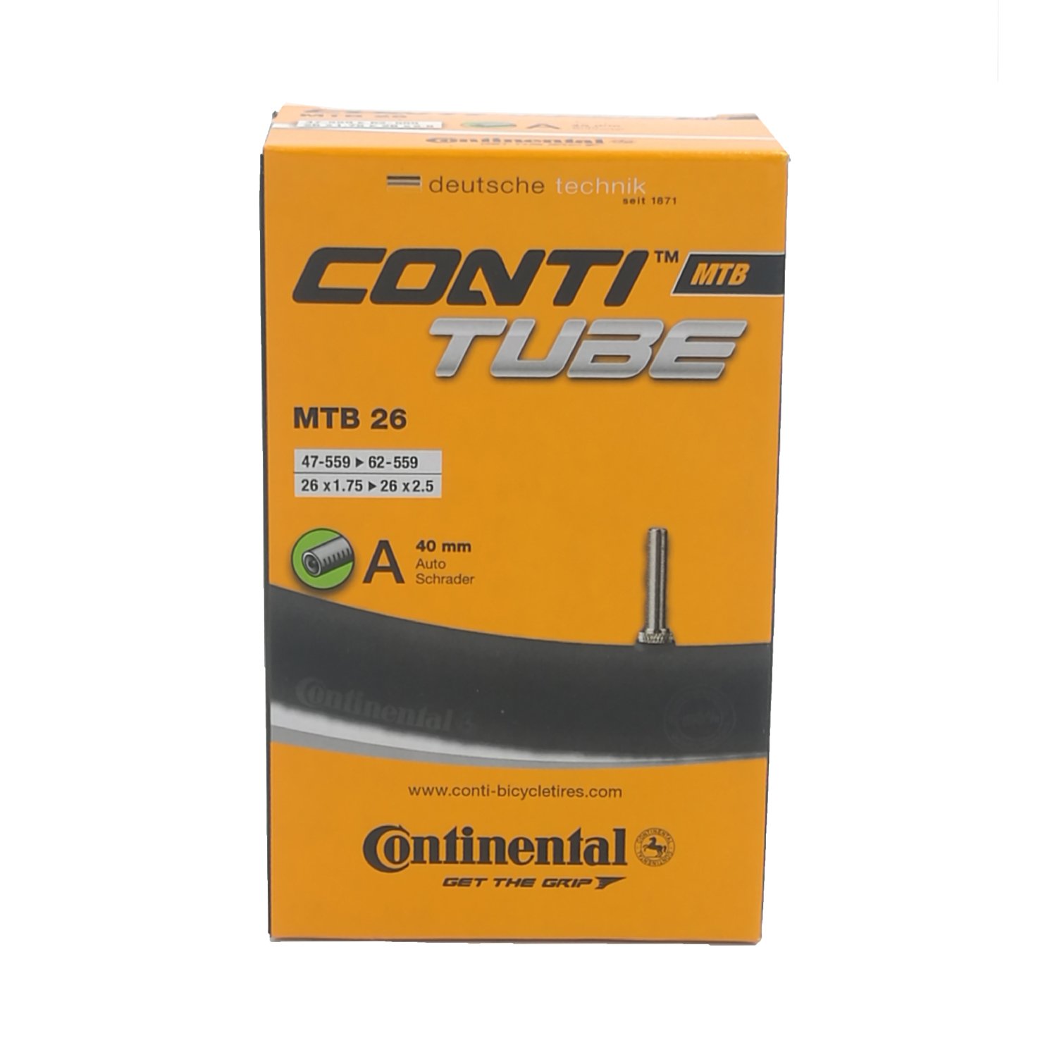 

Камера велосипедная Continental MTB 26", 47-559 / 62-559, A40, автониппель, 0181611