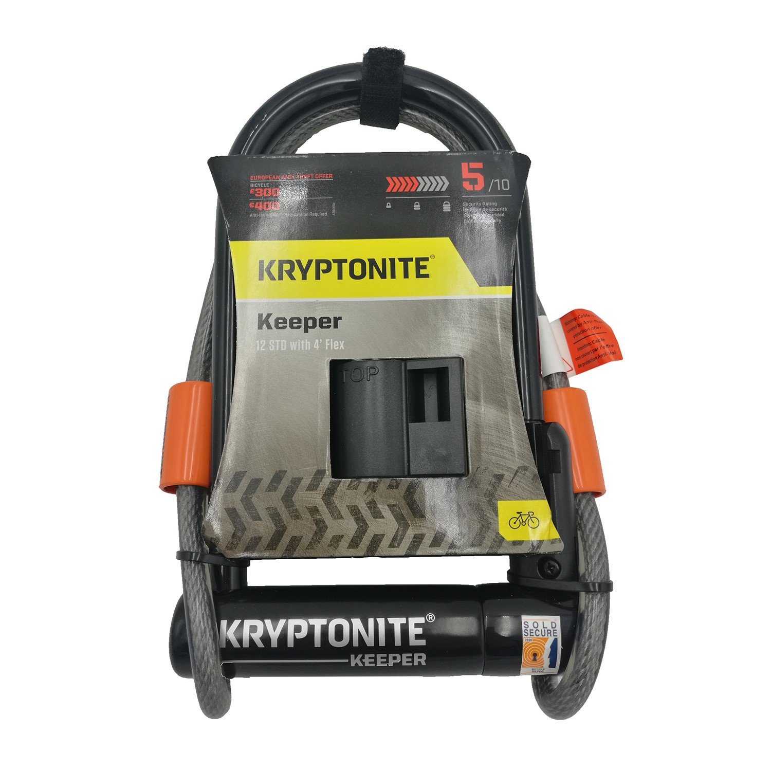 фото Замок велосипедный kryptonite keeper 12 std w/4' flex, 720018004370