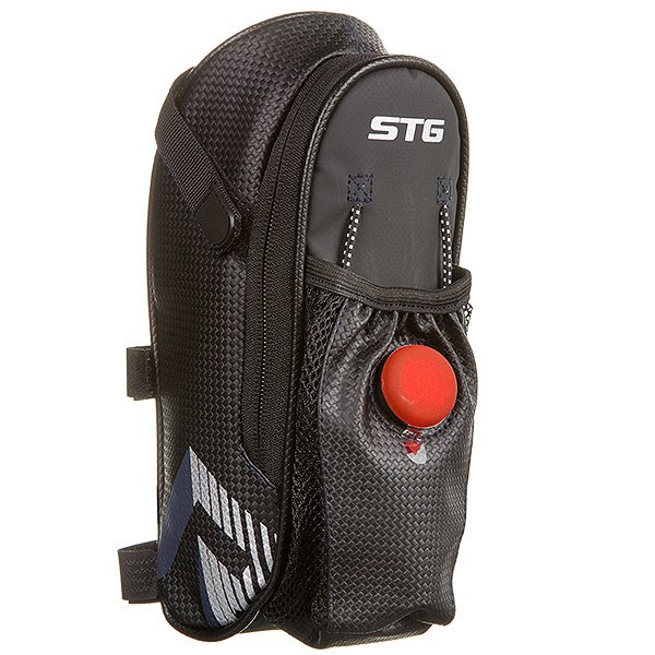 Велосумка STG 131396, под седло, с карманом для фляги, с красным фонарем сзади, чёрный, Х88296 купить на ЖДБЗ.ру - фотография № 1