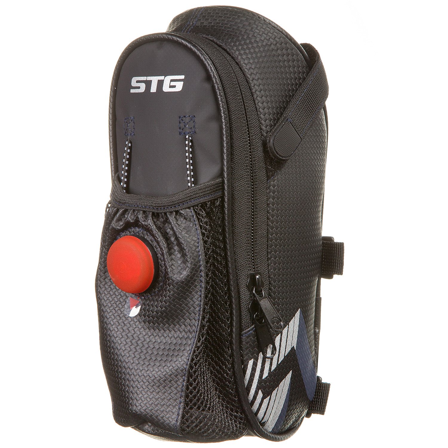 Велосумка STG 131396, под седло, с карманом для фляги, с красным фонарем сзади, чёрный, Х88296 УТ-00286466 - фото 2