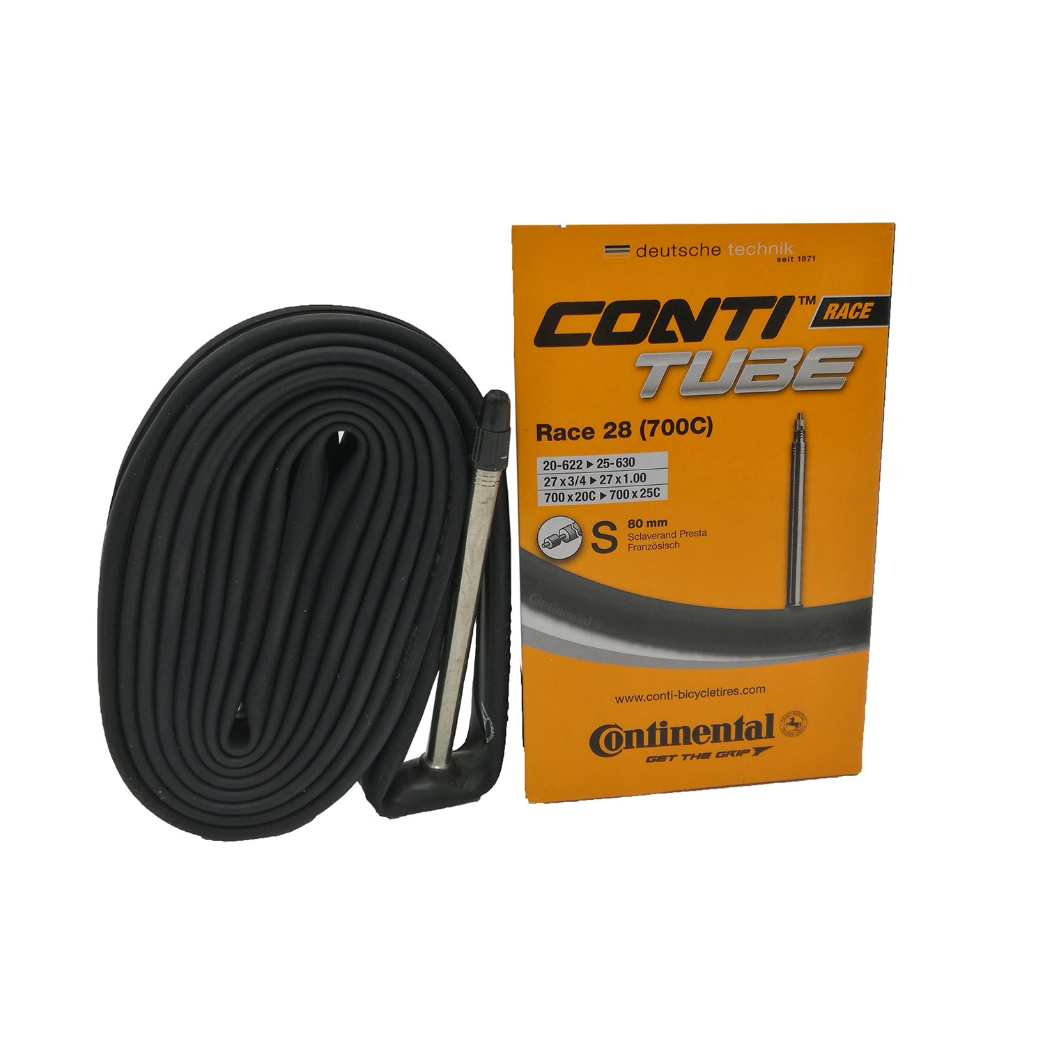 

Камера велосипедная Continental Race 28", 20-622 / 25-630, S80, спортниппель, 0180000
