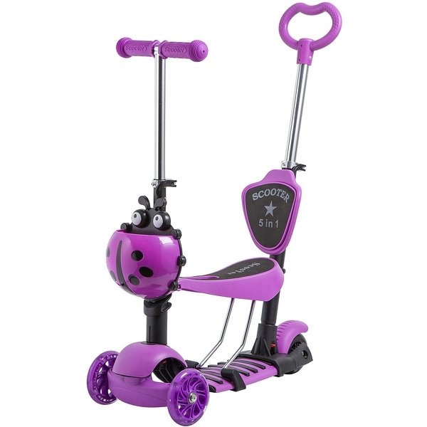 фото Самокат novatrack disco-kids saddle pro, 120*90 мм, трансформер, фиолетовый, 120sb.discokids.vl9