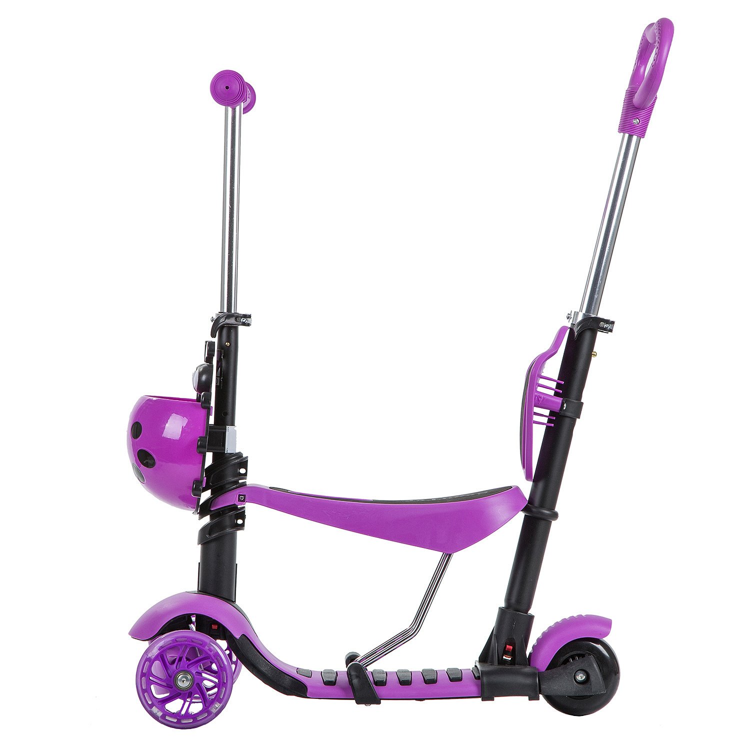 фото Самокат novatrack disco-kids saddle pro, 120*90 мм, трансформер, фиолетовый, 120sb.discokids.vl9