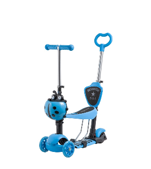 фото Самокат novatrack disco-kids saddle pro, 120*90 мм, трансформер, голубой, 120sb.discokids.bl9
