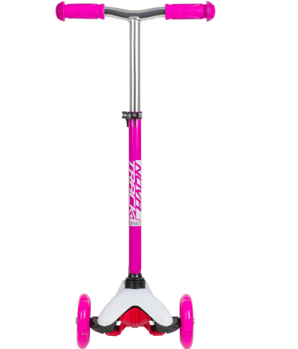 фото Самокат novatrack disco-kids print для детей, 120*76 мм эргономичный, белый/розовый, 120h.discokids.swpn20