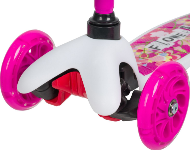 фото Самокат novatrack disco-kids print для детей, 120*76 мм эргономичный, белый/розовый, 120h.discokids.swpn20