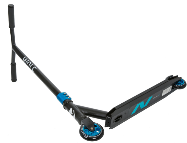 фото Самокат для детей novatrack wolf el, жесткость pu 84a, черный/синий, 100a.wolf.bbl20