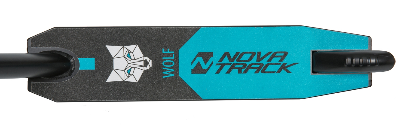 фото Самокат для детей novatrack wolf el, жесткость pu 84a, черный/синий, 100a.wolf.bbl20