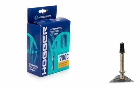 

Камера HOGGER (700x 23/25C FV 48 мм) Presta с длинным ниппелем, TBHG-700-23FV48P HOGGER