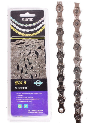 

Цепь велосипедная SUMC SX9, 1/2''x11/128'', 9 ск.,116 звеньев, серебристая, с замком, ARV100039