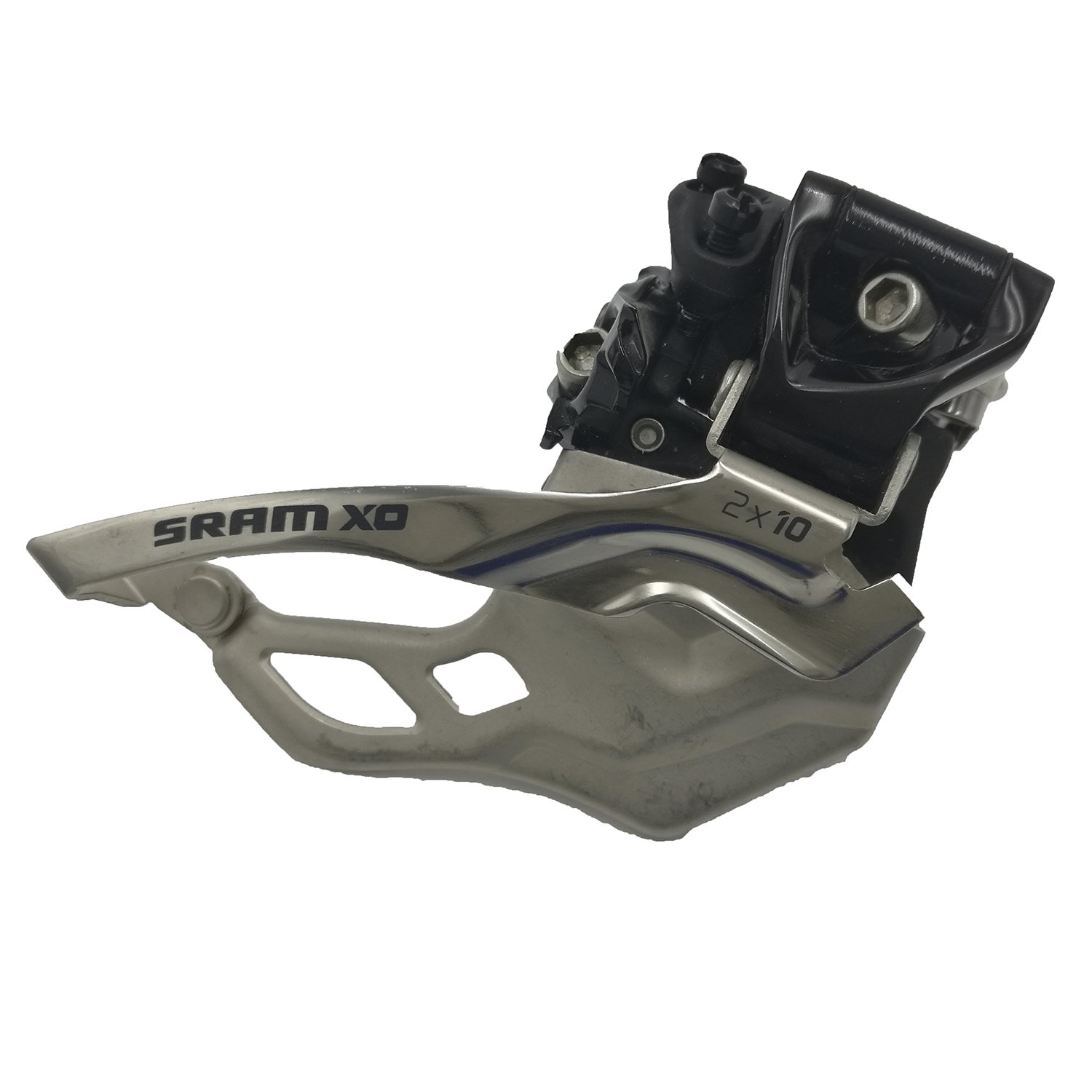 Передние переключатели  ВашВелосипед Переключатель передний Sram X.0, 2х10 34,9 мм верх. хомут, двойная тяга, 007615131010