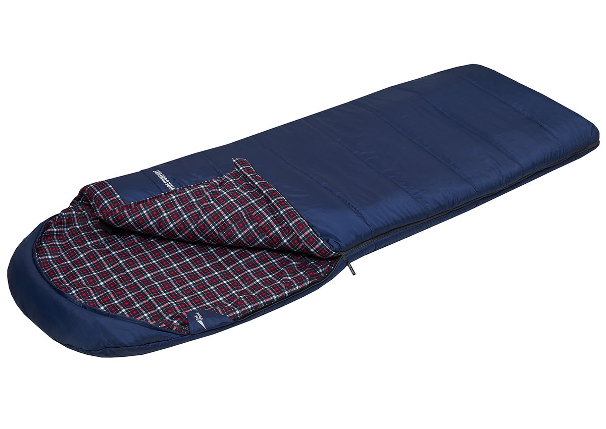 Спальный мешок TREK PLANET Derby Wide Comfort, с правой молнией, синий, 70396-R спальный мешок trek planet warmer comfort с левым замком серый синий 70389 l