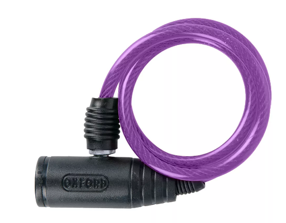 Замок велосипедный Oxford Cable Lock, троссовый, на ключ, фиолетовый, OF03