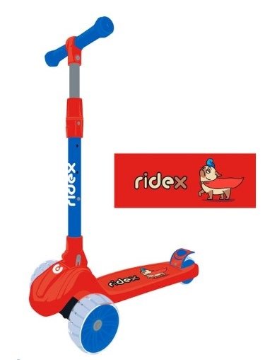 Самокат трёхколесный RIDEX Juicy R, детский, складной, колёса 120/80 мм, красный/синий
