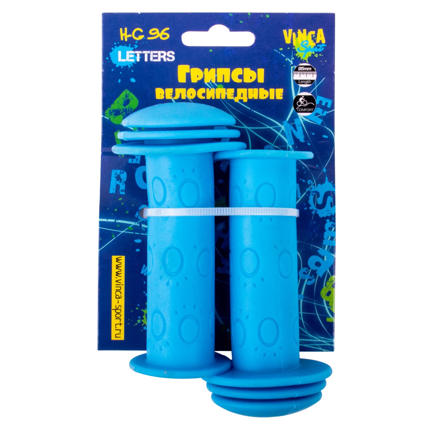 

Грипсы детские Vinca Sport, резиновые, длина 102мм, голубые, H-G 96 letters