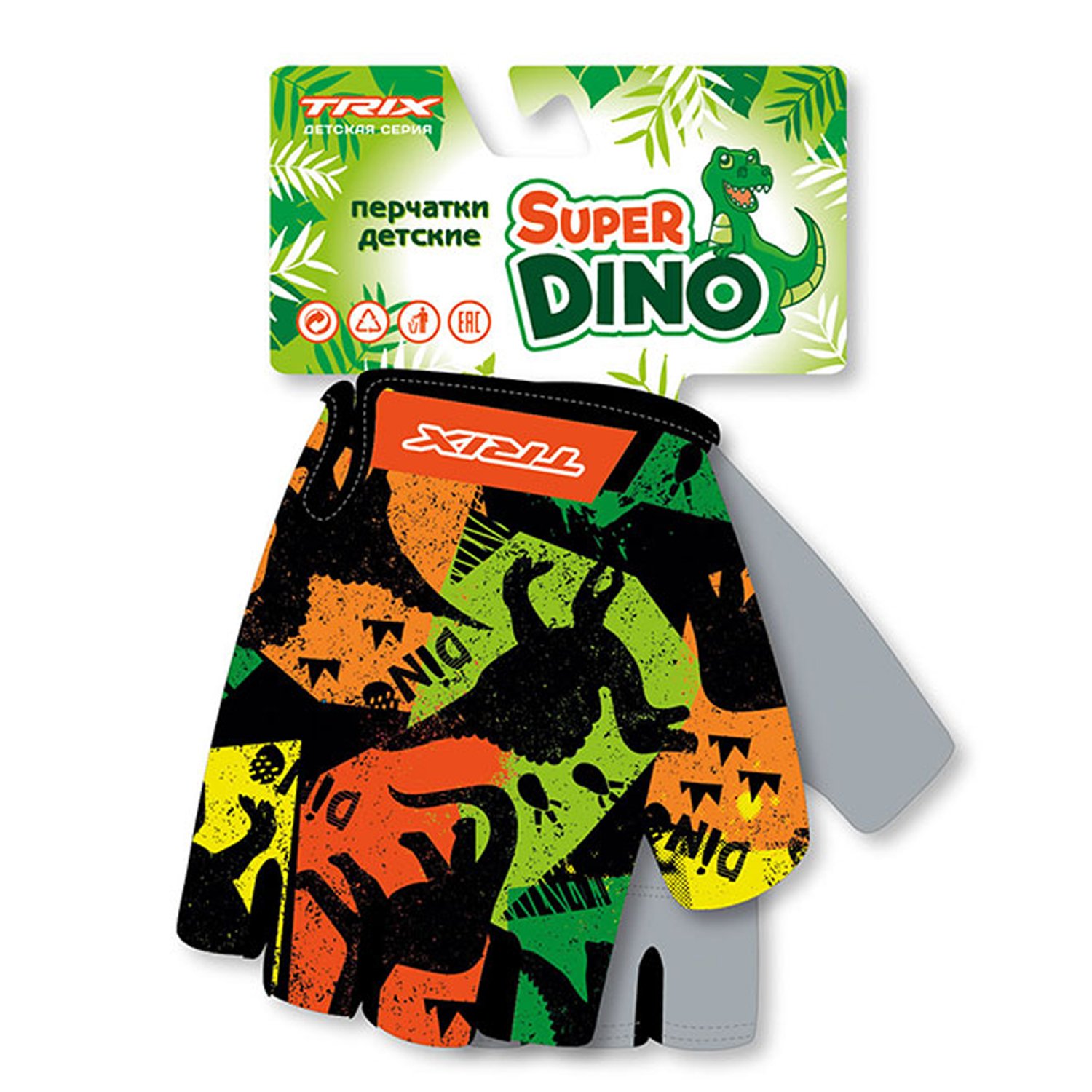 

Велоперчатки TRIX Super Dino детские, короткие пальцы, GL-TX-DINO--0 (Размер