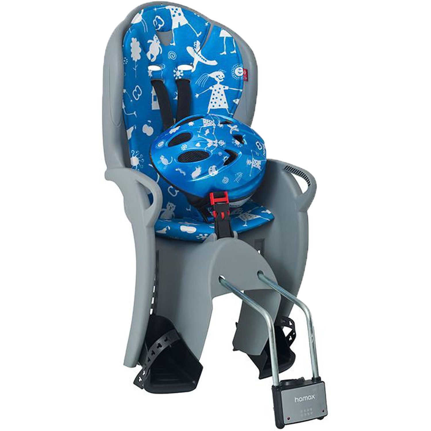 Велокресло Hamax 2021 Kiss Safety Package & Helmet Medium Grey/Light Blue, детское, на подседельную трубу, HAM551088 УТ-00246783 HandleFix - фото 1