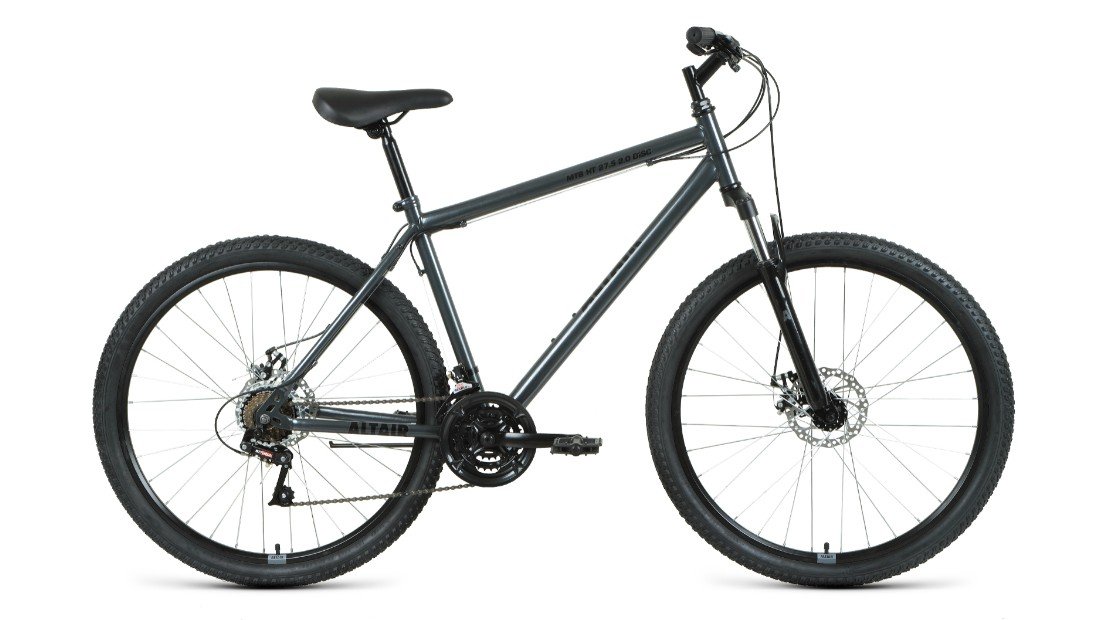 

Горный велосипед ALTAIR MTB HT 27,5 2.0 disc, 21 скорость, рама 17", темно-серый/черный, VX22976