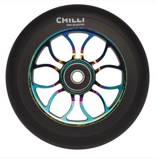 Колесо для самоката Chilli, 2021, Wheel Reaper - 110 mm, Grim Neochrome, б/р, CEW0022 колесо для самоката chilli 2021 wheel zero v2 120mm red б р cew0006