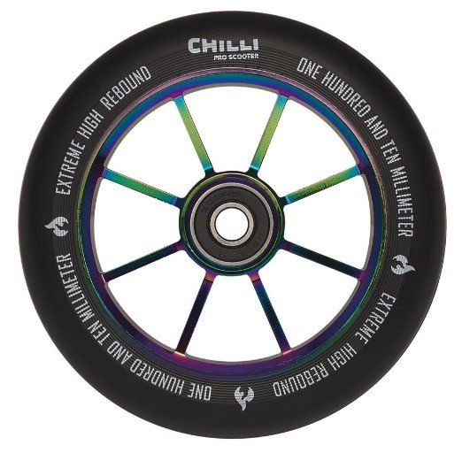Колесо для самоката Chilli, 2021, Wheel Rocky - 110 mm, Neochrome, б/р, CEW0002 колесо для трюкового самоката sub алюминий подшипники abec9 100мм анодированное черное 00 180097