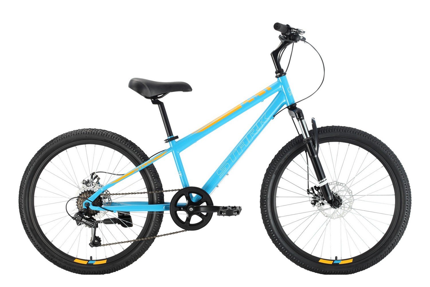 Подростковый велосипед Stark, Respect 24.1 D Steel, голубой/желтый/белый 12", 2023 купить на ЖДБЗ.ру