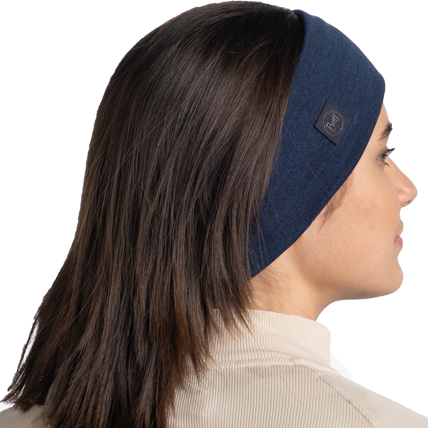 Повязка Buff Merino Wide Headband Solid Denim, унисекс, 2022-23, синий, 129441.788.10.00 купить на ЖДБЗ.ру - фотография № 3