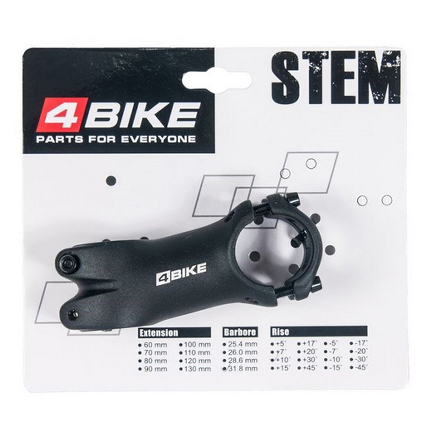 

Вынос велосипедный 4BIKE TDS-C302, алюминиевый, L:105, R:+10°, D:31.8 мм, индивидуальная упаковка, чёрный, ARV000164
