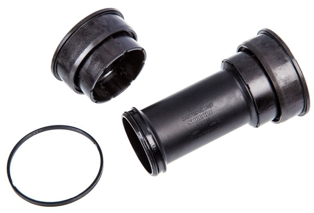 Велосипедная каретка Shimano PRESS FIT MTB, 41mm, black, left+right adapter + 2,5mm ring, for hanger wi, УТ000077839 каретка shimano press fit race 41mm left right hand bearings without spacer for hang a165456