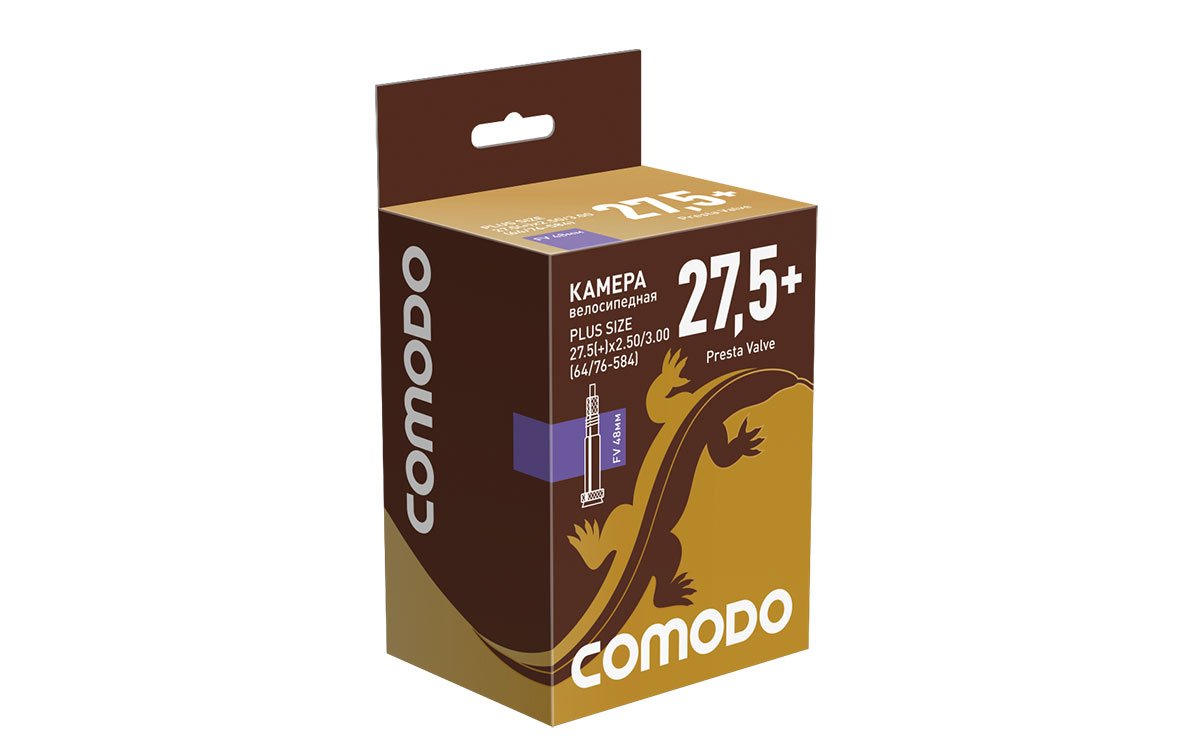 

Велокамера COMODO, PLUS SIZE 27.5(+) x 2.50/3.00 (64/76 - 584), FV 48мм бутиловая, TBCM27250FV48BT