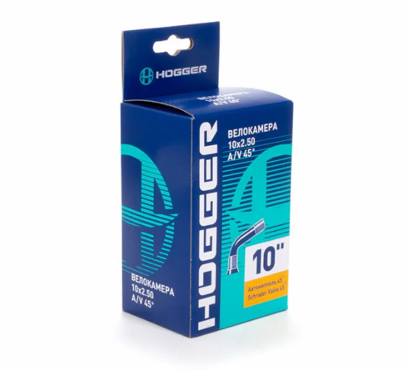 

Камера велосипедная HOGGER, 10"x 2, AV 45°, TBHG-10-2-AV45
