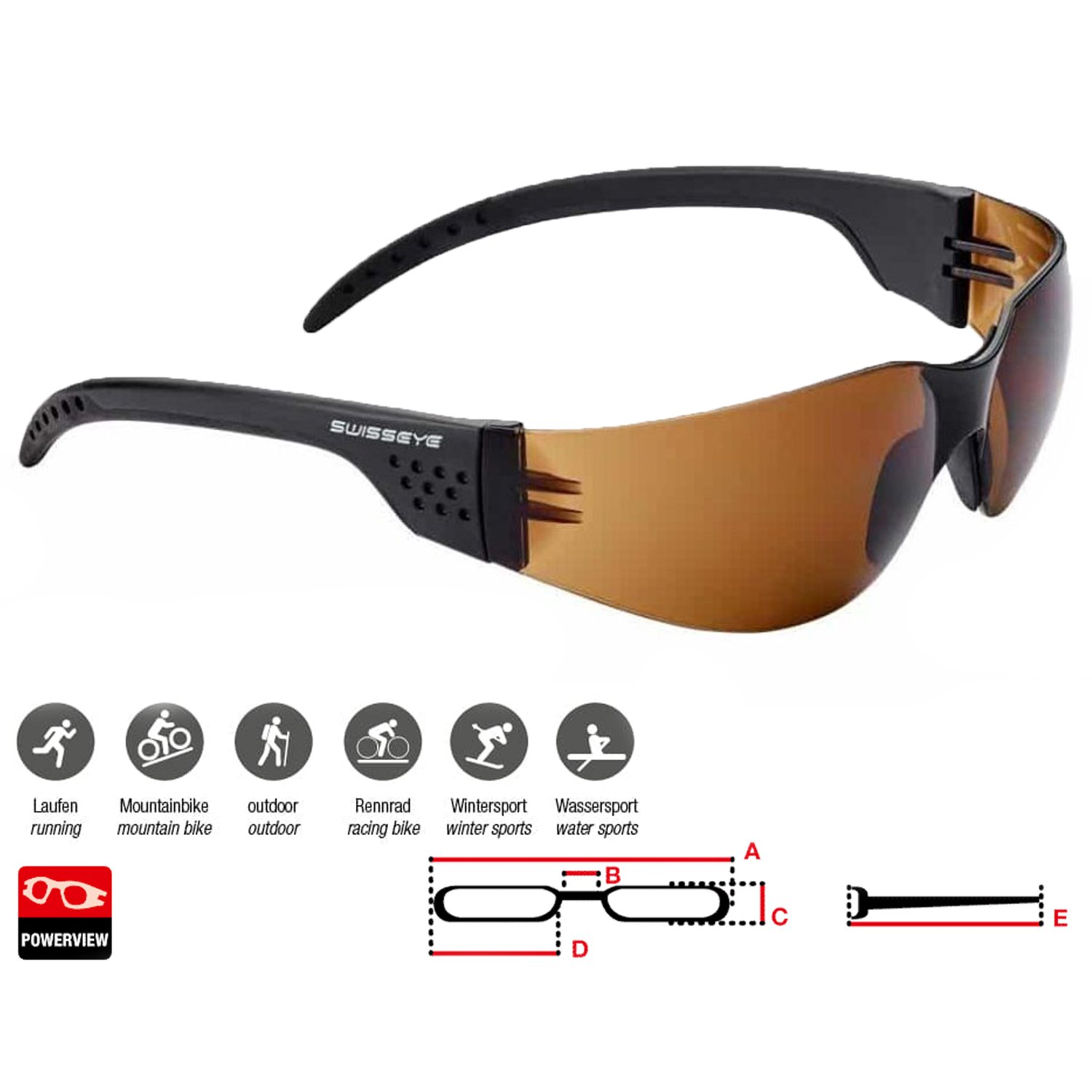 Велоочки Очки велосипедные SWISSEYE Outbreak Luzzone S, солнцезащитные, спортивные, black - brown, 14080