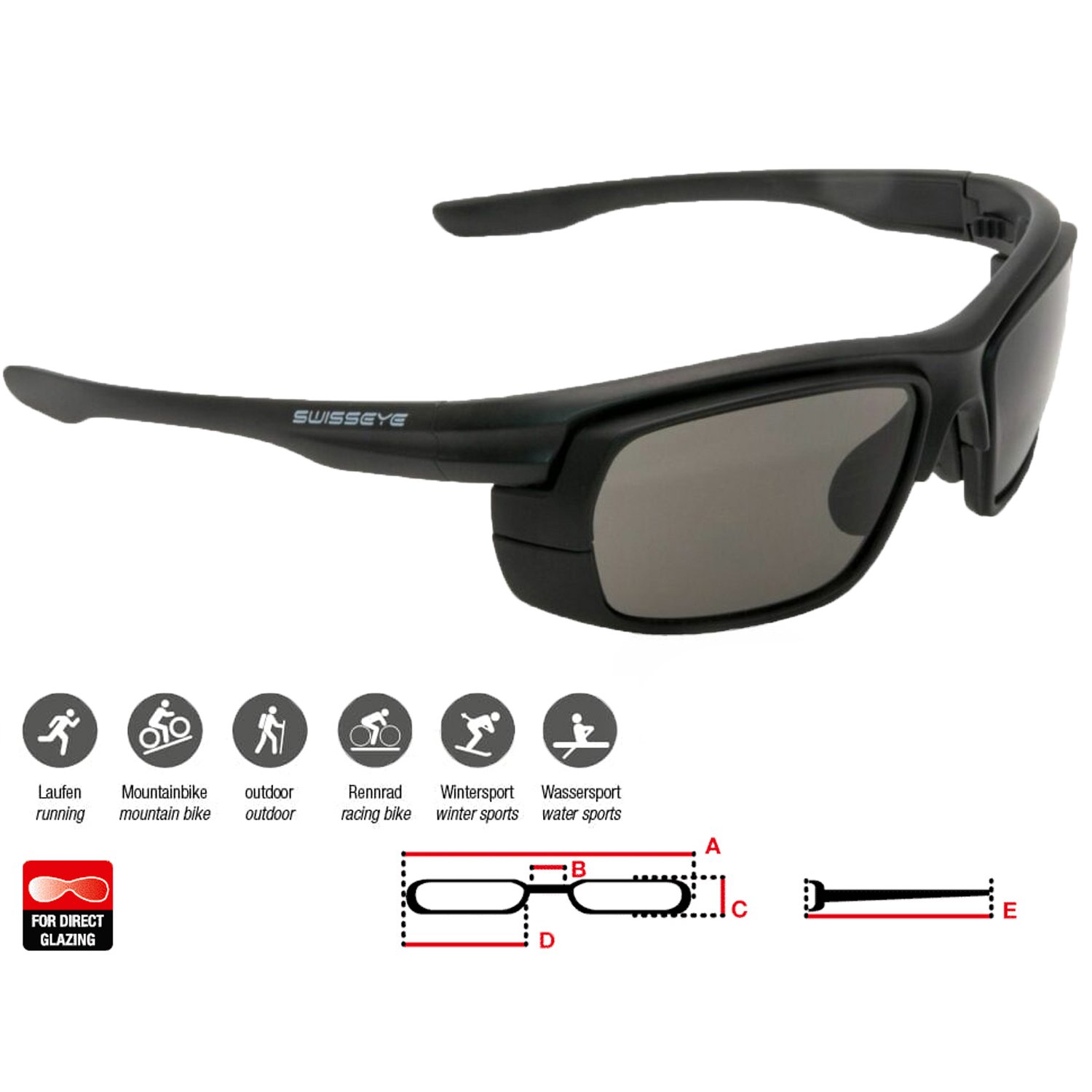 

Очки велосипедные SWISSEYE Notice, солнцезащитные, спортивные, black matt - insert smoke+ orange lens for insert, 12881