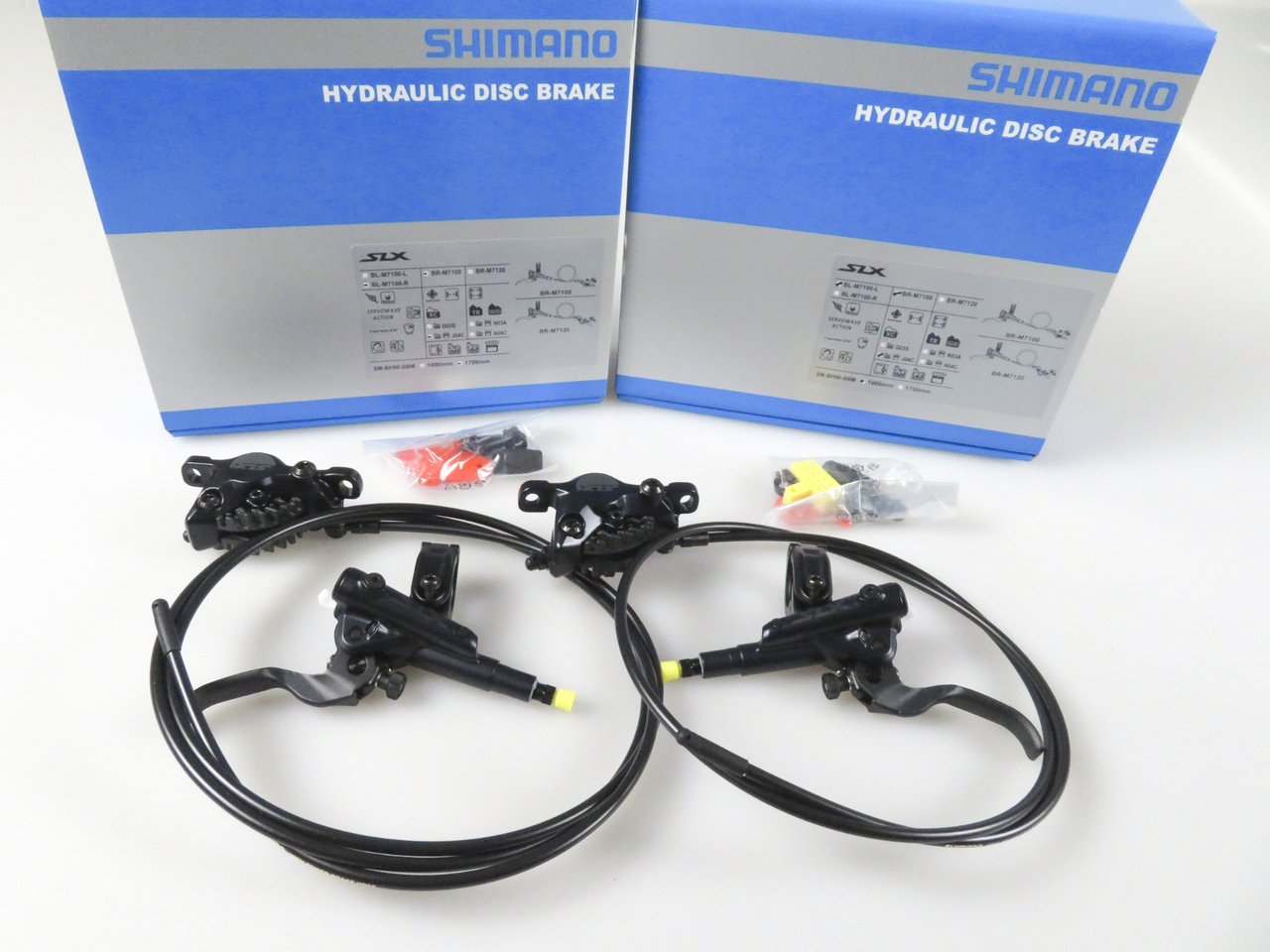 Тормоз дисковый Shimano SLX, M7100, Discbrakeset,  KM7100KLFPRX085 / KM7100KRRXRA200, AN50222-oem