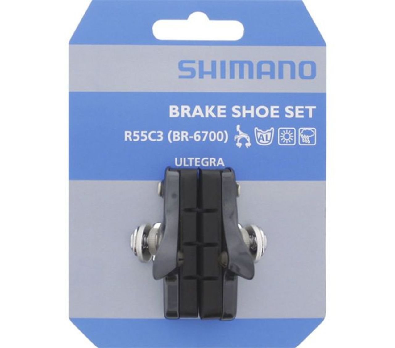 Тормозные колодки Shimano, brake pad, R55C3, Cartridge, for BR-6700, for aluminium rim, 1 pair, A154773 вкладыш тормозной колодки шоссейный r55c3 2 пары для da ultegra 105 y8fn98092