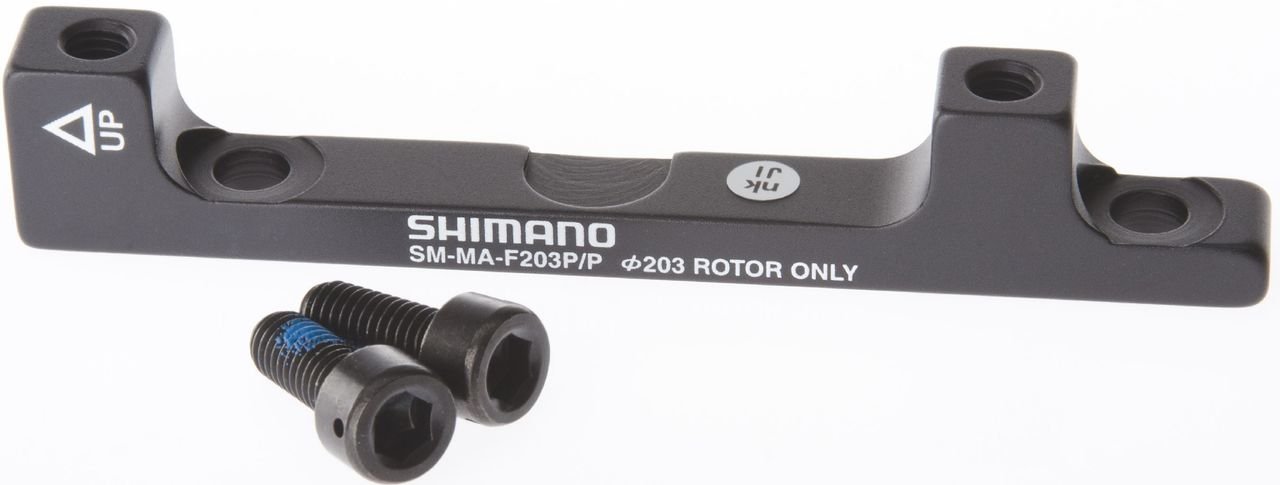 Адаптер дискового тормоза Shimano, from Postmount brake on Postmount fork/frame, for 203mm rotor, ind. pa, A3357 аксессуары к переключателям fd 6600 переходник адаптер алюминиевый сплав shimano диаметр 31 8