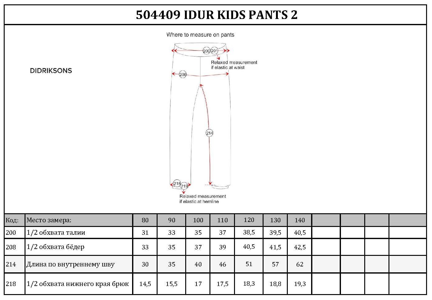 

Брюки детские DIDRIKSONS AOSTA KIDS PANTS 060 черный, 504530 (100 )
