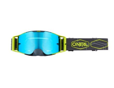 Маска O'Neal B-30 Goggle HEXX V.22 gray/neon yellow - radium blue, 6032-200