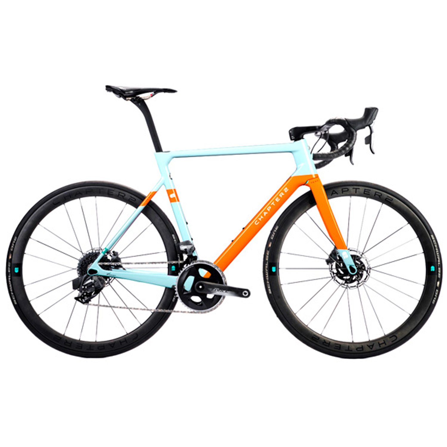  Велосипед шоссейный Chapter 2 TERE Disc Sram Force AXS Cosmic SL32, 28, оранжевый-голубой, 2022, 118072FORCE (Размер: L (170-180 см), Цвет: оранжевый-голубой)