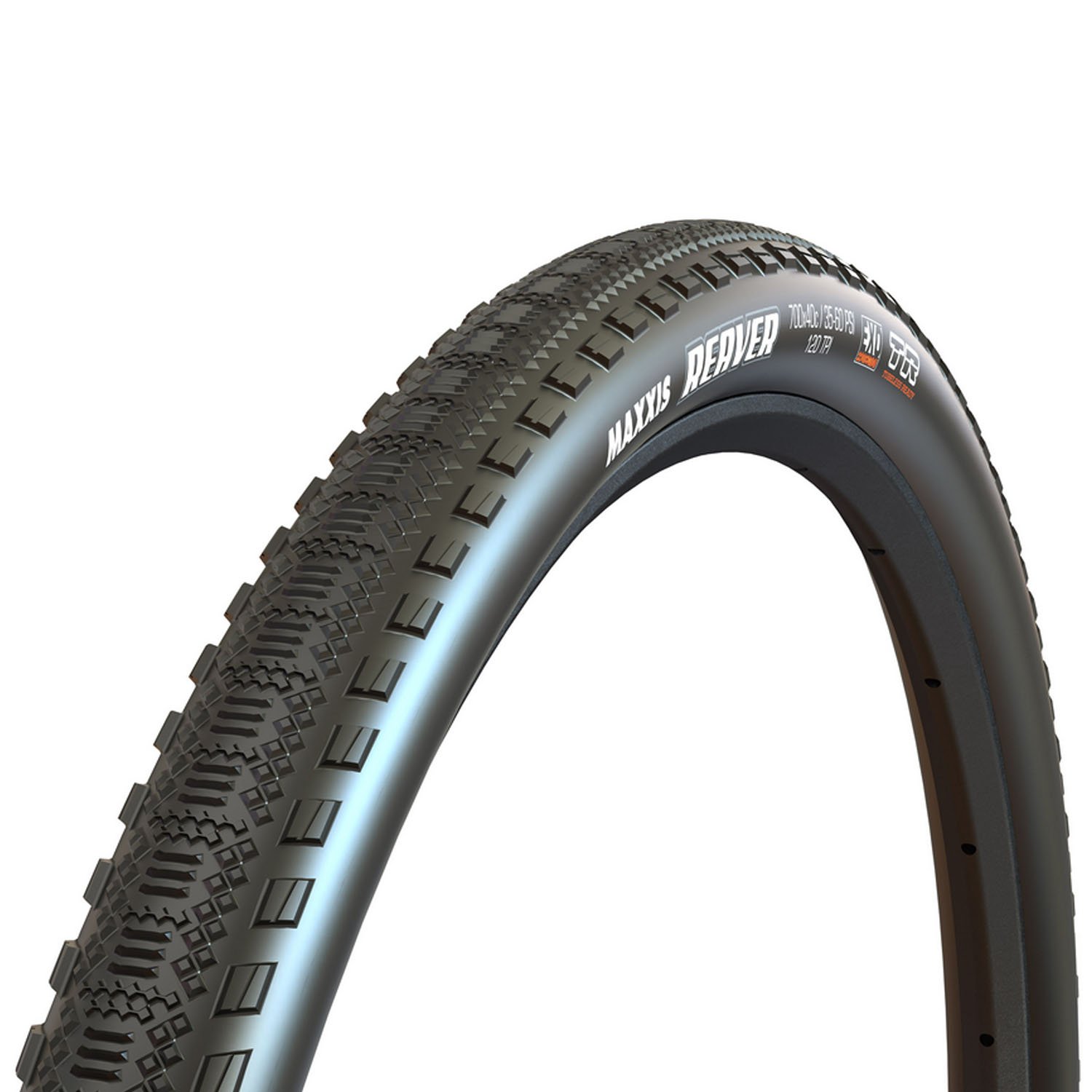 

Велопокрышка Maxxis Reaver, 700x40C, TPI 120, кевлар, EXO/TR, черный, ETB00485500