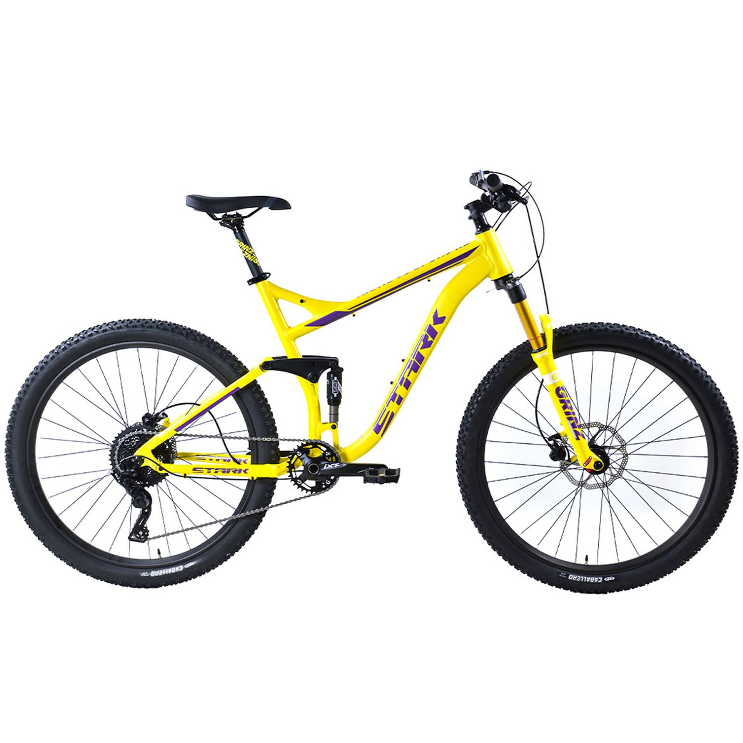 

Велосипед горный Stark Tactic FS LT 27.5 HD, 27.5", желтый матовый/фиолетовый, 2024, HQ-0014196
