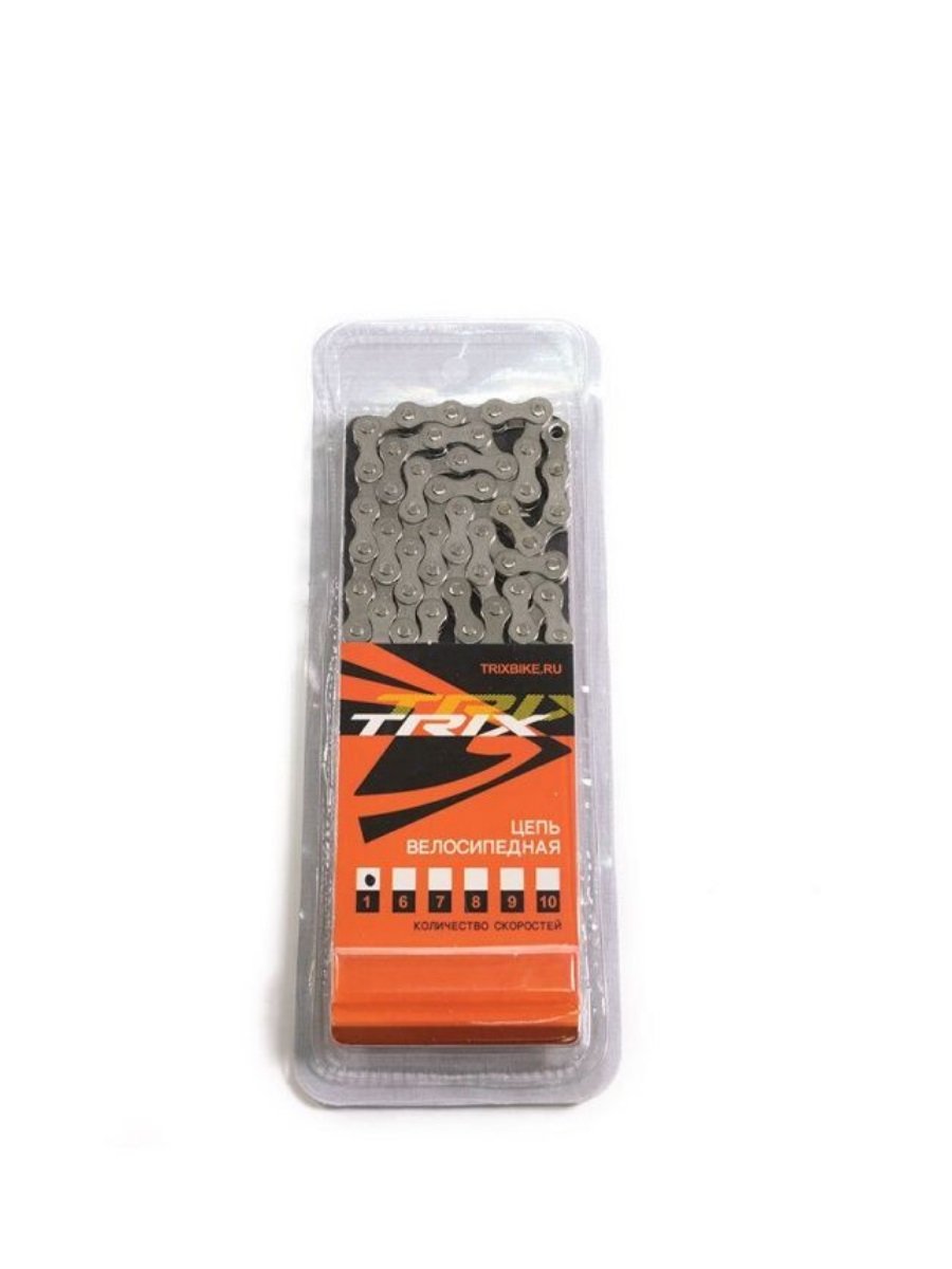 

Цепь TRIX для 1 скорости, 1/2"х1/8", 112 звеньев, усиленная, пин 8.9мм, с замком, серебристая, CH-TX-410NP-1-SL