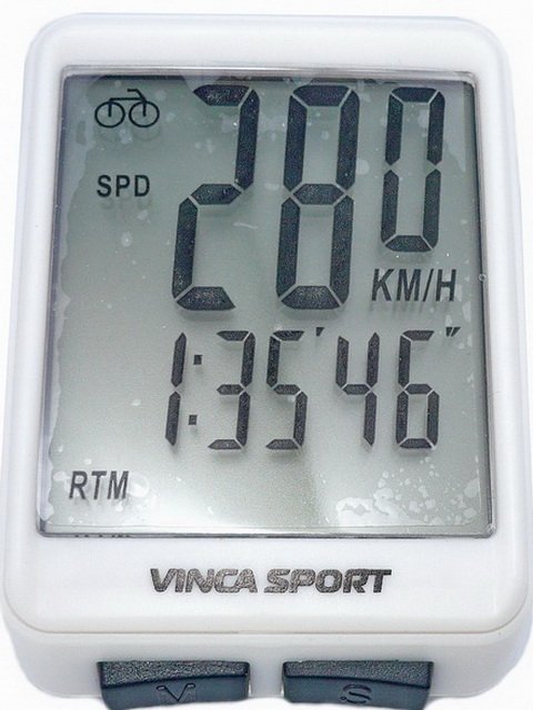   ВашВелосипед Велокомпьютер беспроводной, Vinca Sport 12 функций, белый с черным, V 1507 white/black, белый велокомпьютер